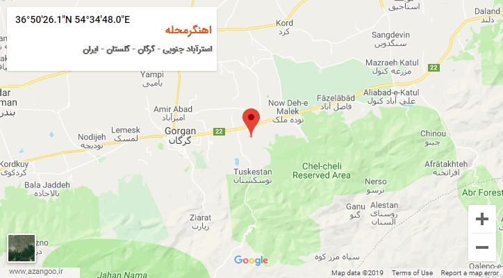 روستای اهنگرمحله بر روی نقشه