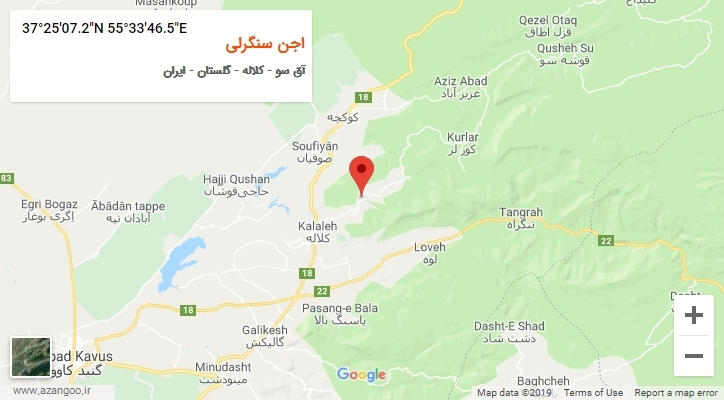 روستای اجن سنگرلی بر روی نقشه