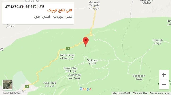 روستای التی اغاج کوچک بر روی نقشه