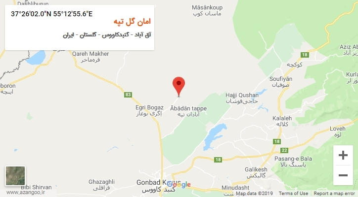 روستای امان گل تپه بر روی نقشه
