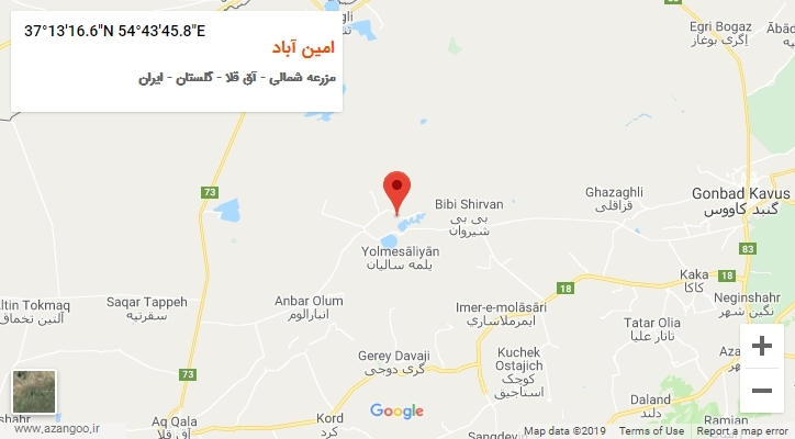 روستای امین آباد بر روی نقشه
