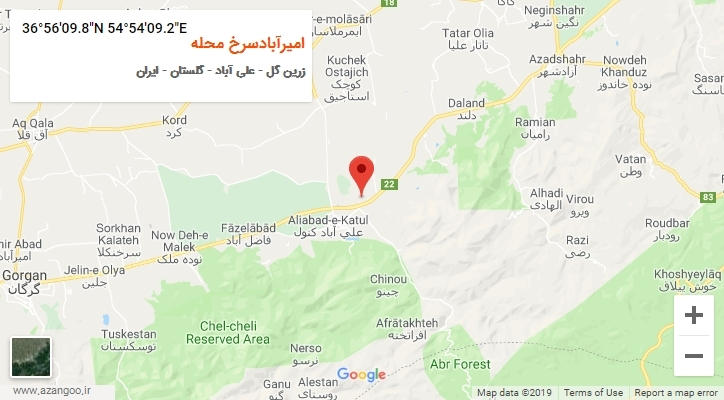 روستای امیرآبادسرخ محله بر روی نقشه