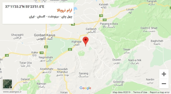 روستای ارام نروبالا بر روی نقشه