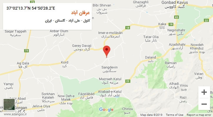 روستای عرفان آباد بر روی نقشه