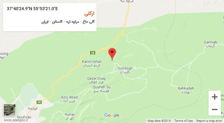 روستای ارکلی بر روی نقشه