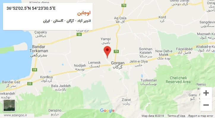 روستای اوجابن بر روی نقشه