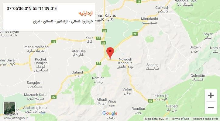 روستای ازدارتپه بر روی نقشه