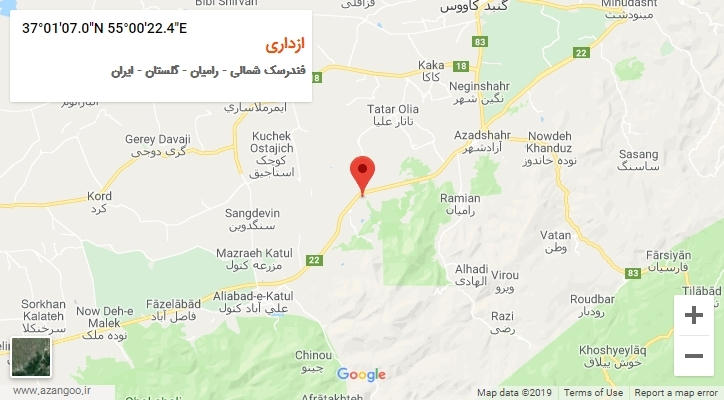 روستای ازداری بر روی نقشه
