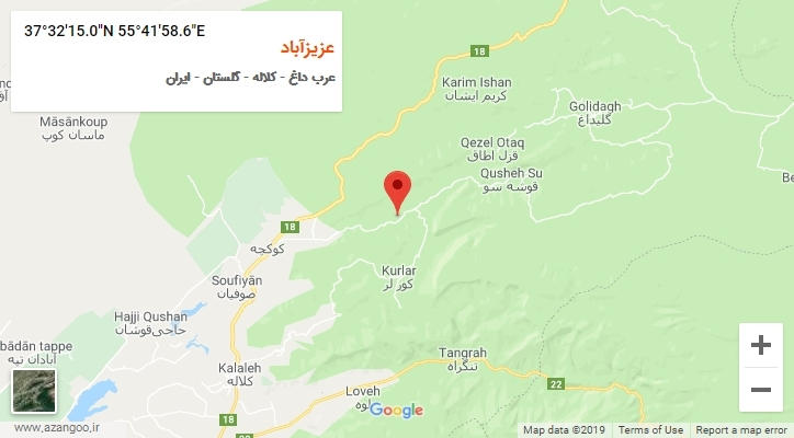 روستای عزیزآباد بر روی نقشه