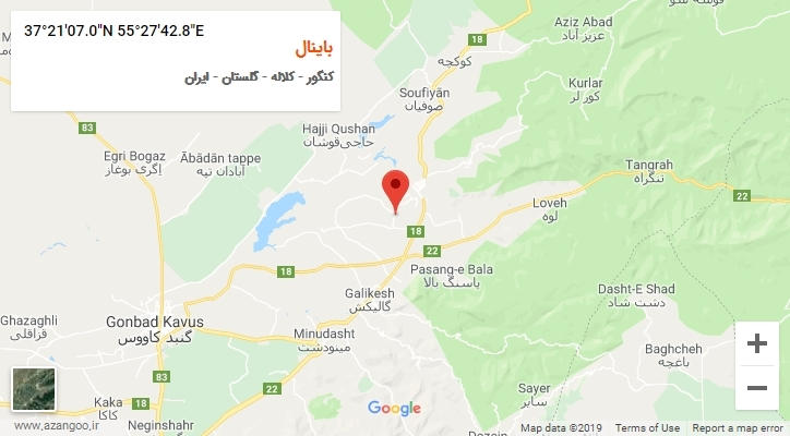 روستای باینال بر روی نقشه