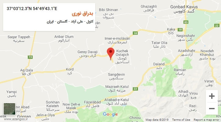 روستای بدراق نوری بر روی نقشه