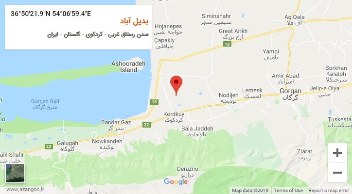 روستای بدیل آباد بر روی نقشه