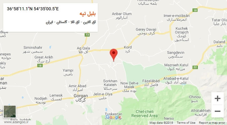 روستای بلبل تپه بر روی نقشه
