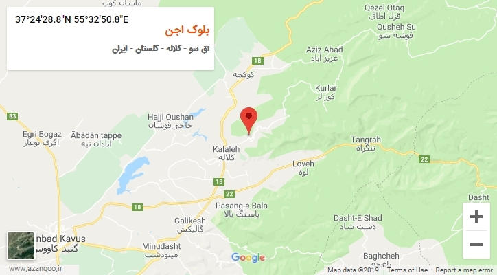 روستای بلوک اجن بر روی نقشه