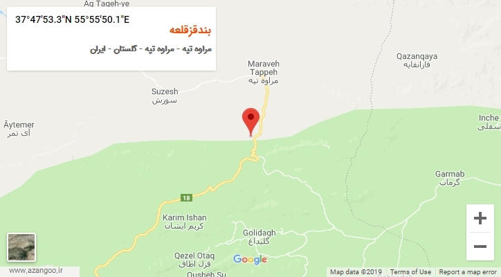 روستای بندقزقلعه بر روی نقشه