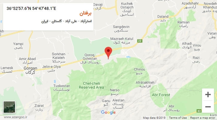 روستای برفتان بر روی نقشه