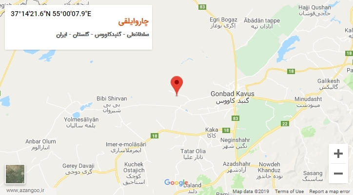 روستای چاروایلقی بر روی نقشه