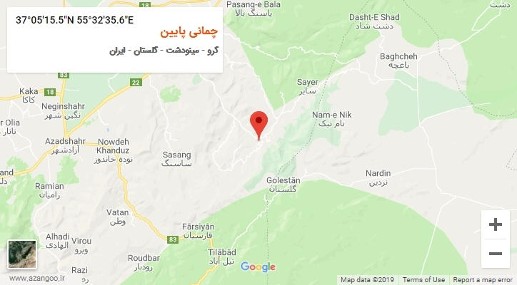 روستای چمانی پایین بر روی نقشه