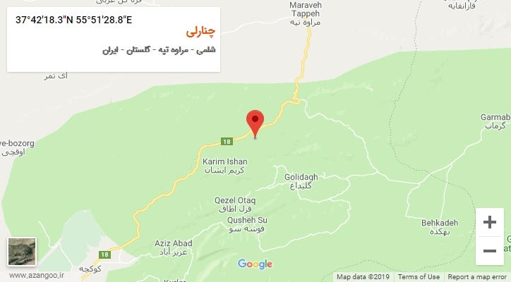 روستای چنارلی بر روی نقشه