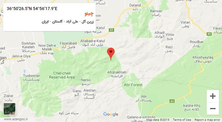 روستای چینو بر روی نقشه