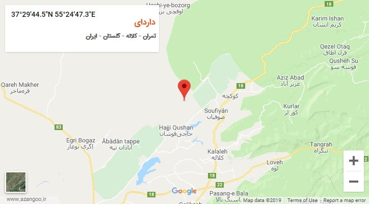 روستای داردای بر روی نقشه