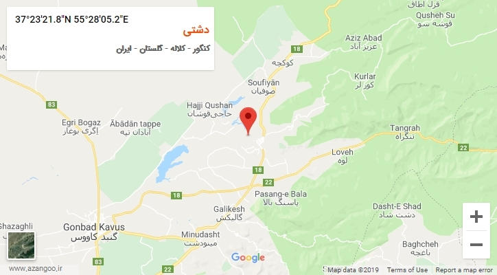 روستای دشتی بر روی نقشه