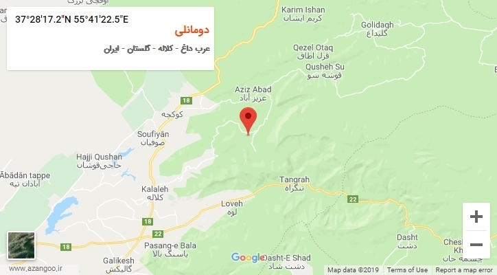 روستای دومانلی بر روی نقشه