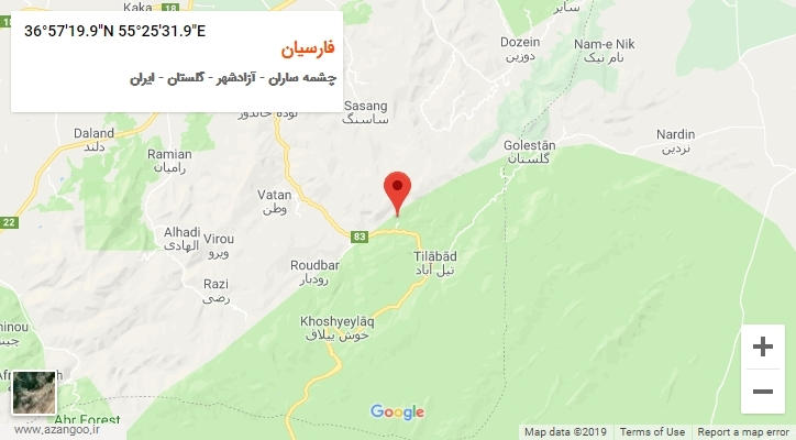 روستای فارسیان بر روی نقشه