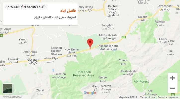 روستای فاضل آباد بر روی نقشه