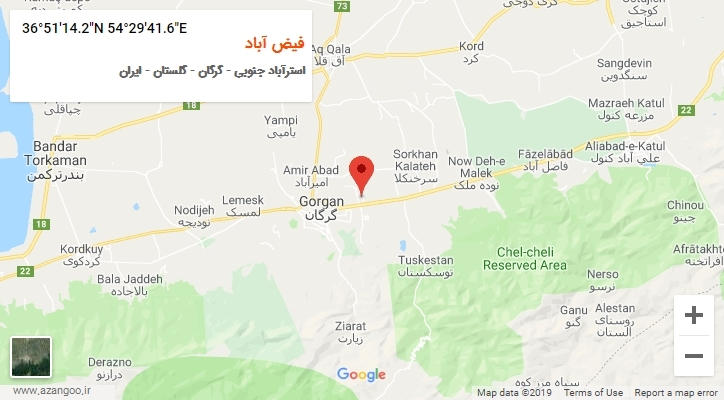 روستای فیض آباد بر روی نقشه