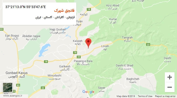روستای قانجق شهرک بر روی نقشه
