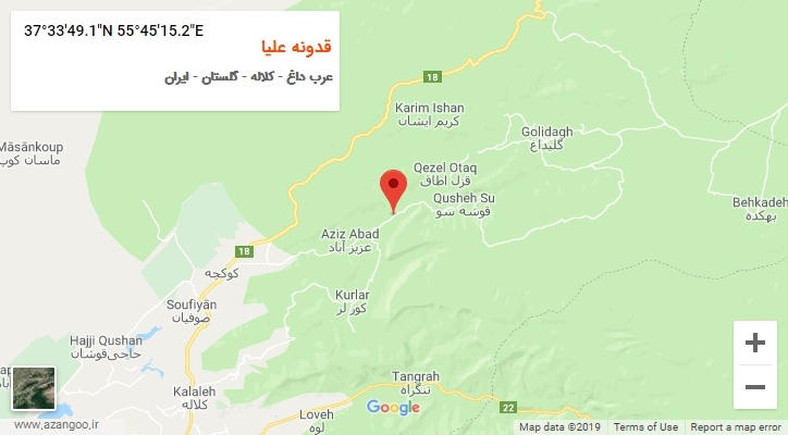 روستای قدونه علیا بر روی نقشه