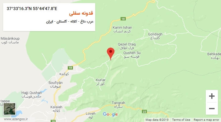روستای قدونه سفلی بر روی نقشه
