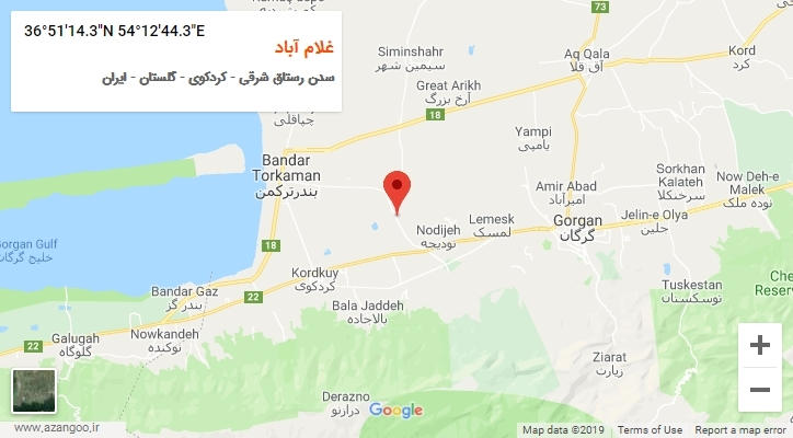 روستای غلام آباد بر روی نقشه