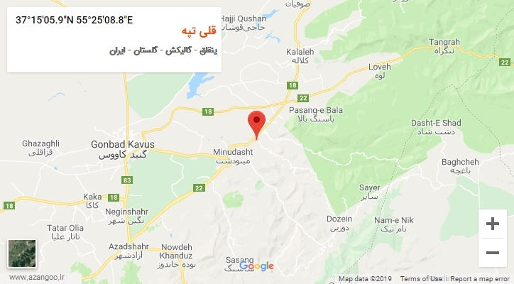 روستای قلی تپه بر روی نقشه