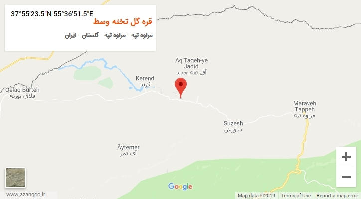 روستای قره گل تخته وسط بر روی نقشه