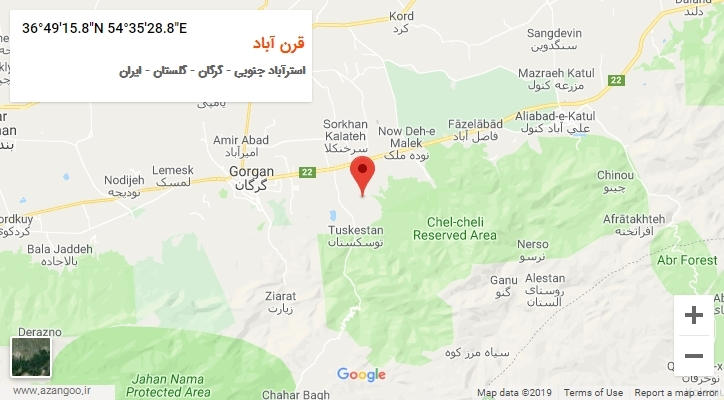 روستای قرن آباد بر روی نقشه