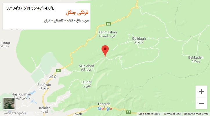 روستای قرنگی جنگل بر روی نقشه