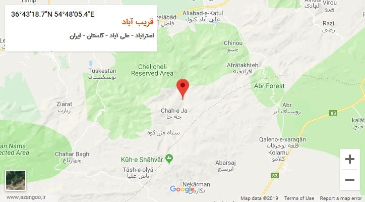 روستای قریب آباد بر روی نقشه