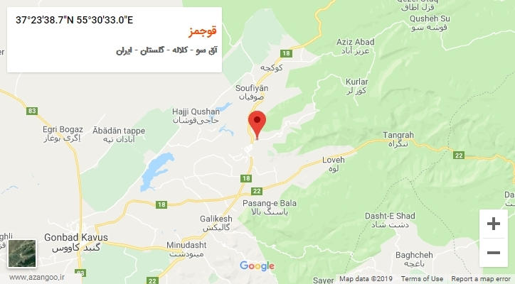 روستای قوجمز بر روی نقشه