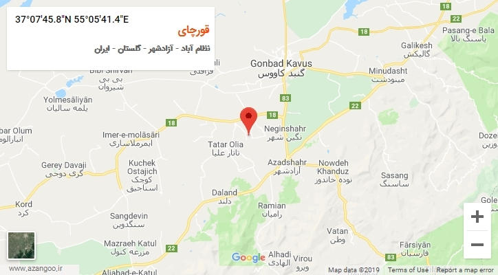 روستای قورچای بر روی نقشه