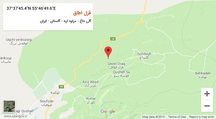 روستای قزل اطاق بر روی نقشه
