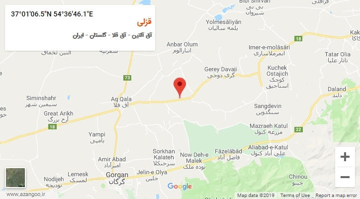 روستای قزلی بر روی نقشه
