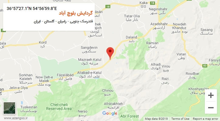 روستای گردایش بلوچ آباد بر روی نقشه