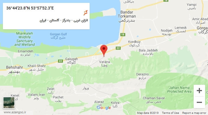 روستای گز بر روی نقشه