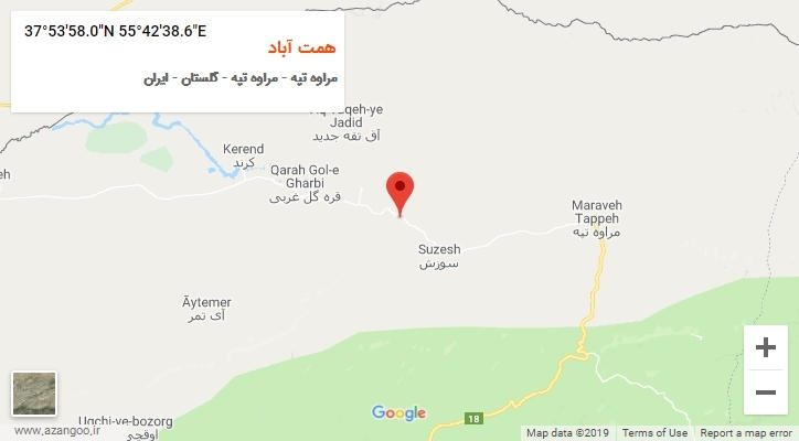 روستای همت آباد بر روی نقشه