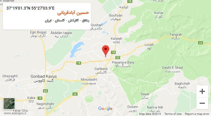 روستای حسین آبادقربانی بر روی نقشه