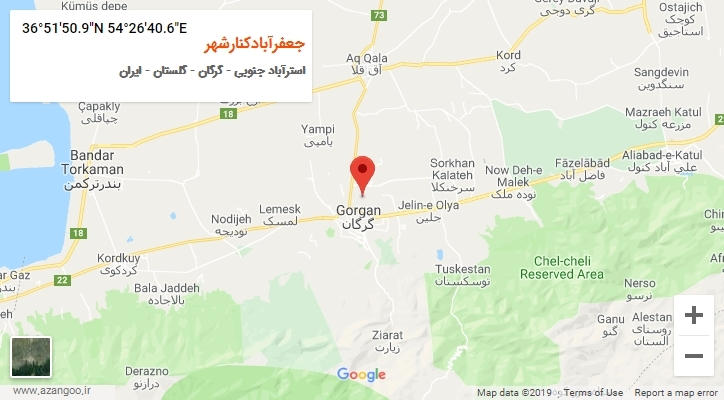 روستای جعفرآبادکنارشهر بر روی نقشه