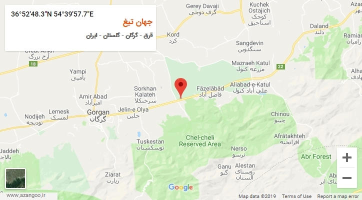 روستای جهان تیغ بر روی نقشه