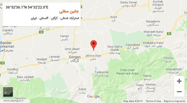 روستای جلین سفلی بر روی نقشه